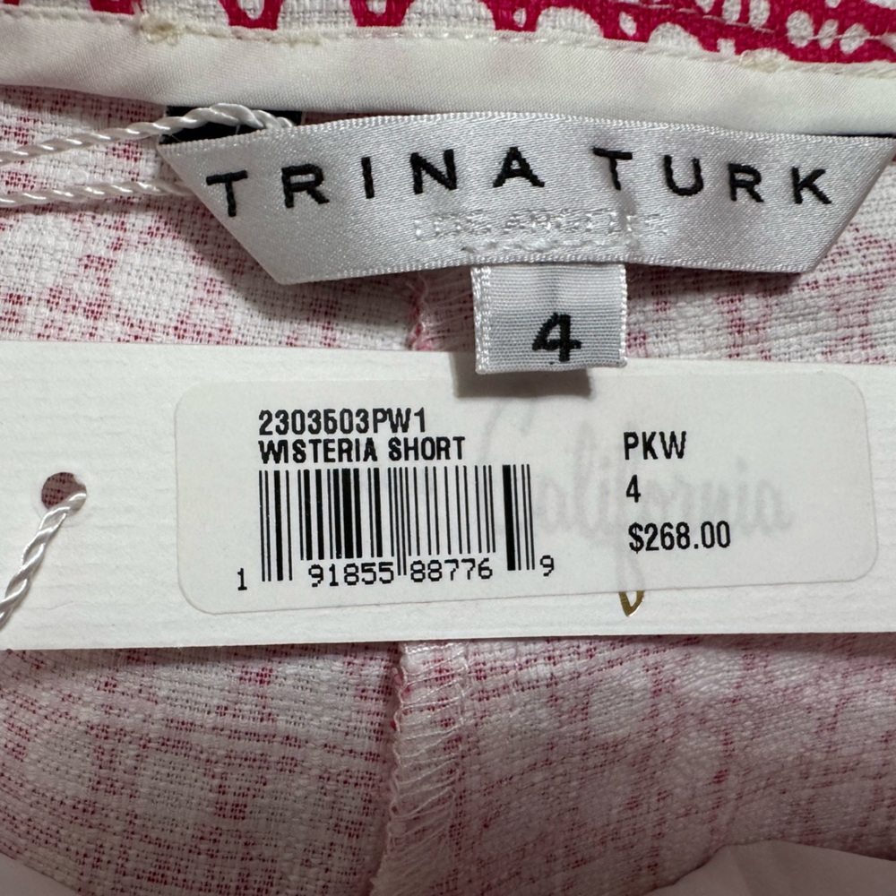 NWT Trina Turk Wisteria Short High Waist Pink Patterned - Picture 6 of 8